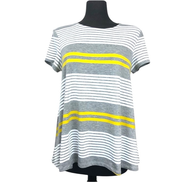 Anthropologie - Lili’s Closet Striped Yellow, White and Gray Flowy Top Size M - Picture 1 of 10